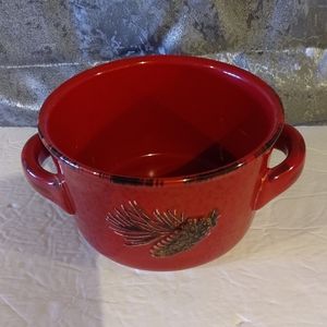 Red Embossed Glazed Ceramic Pot Bowl Dish  Oven to Table Dishwasher Safe